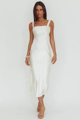 Carmel Shoulder Sash Midi Dress Oyster