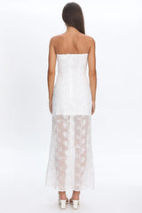 Arlise Strapless Lace Maxi Dress White