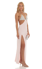 Two Toned Sequin Bikini Cutout Dress in Pink