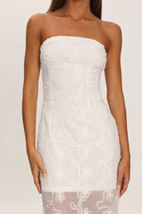Arlise Strapless Lace Maxi Dress White