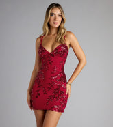 AJ Sequin Lace-Up Bodycon Mini Dress