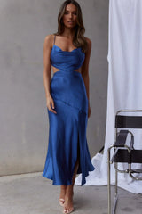Midnight Muse Strappy Back Midi Dress Blue