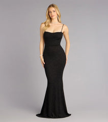 Gwendolyn Glitter Knit Bow-Back Mermaid Dress
