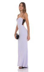 Open Back Two-Toned Maxi Dress in Lavender